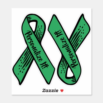 Personalized Awareness Ribbon Graphic (green) Sticker by trendyteeshirts at Zazzle