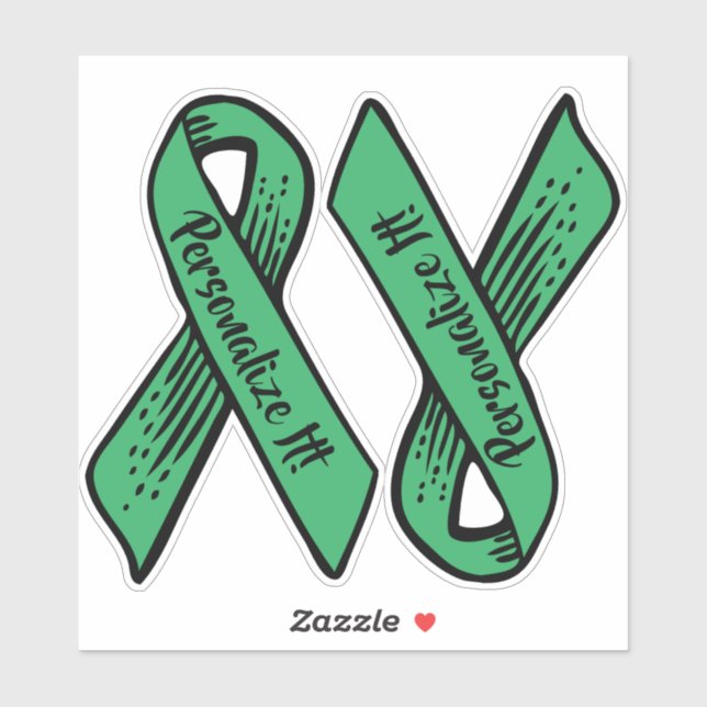 PERSONALIZED Awareness Ribbon Graphic (green) Sticker (Sheet)