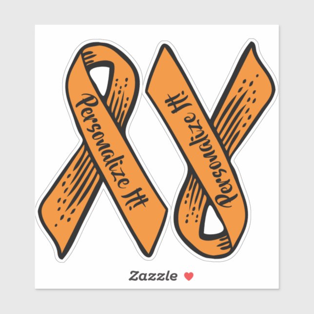 PERSONALIZED Awareness Ribbon Graphic (orange) Sticker (Sheet)