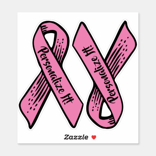 PERSONALIZED Awareness Ribbon Graphic pink Sticker