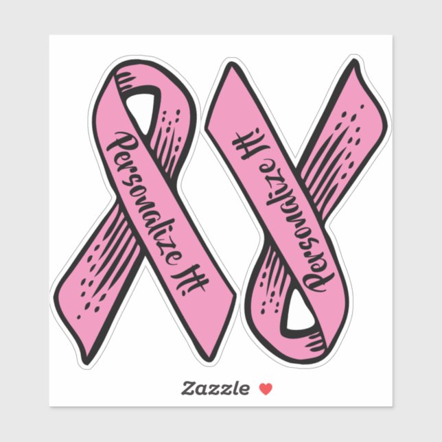 PERSONALIZED Awareness Ribbon Graphic (pink) Sticker (Sheet)