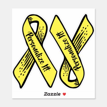 Personalized Awareness Ribbon Graphic (yellow) Sticker by trendyteeshirts at Zazzle
