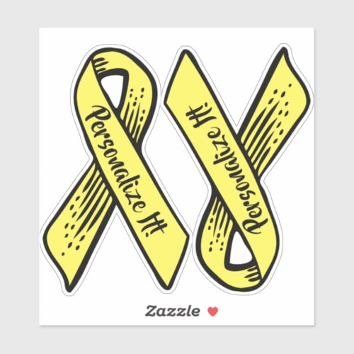 PERSONALIZED Awareness Ribbon Graphic yellow Sticker