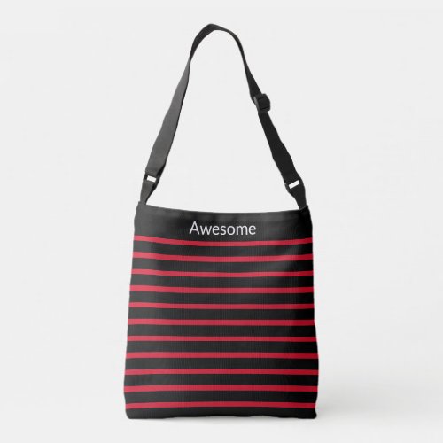 Personalized Awesome Black  Red Striped Crossbody Bag