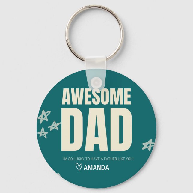 Personalized Awesome Dad Fathers Day keychain  (Front)
