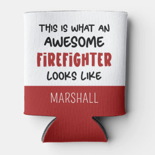 Personalized Awesome Firefighter Funny Firefighter Can Cooler