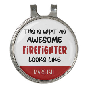 Personalized Awesome Firefighter Funny Firefighter Golf Hat Clip