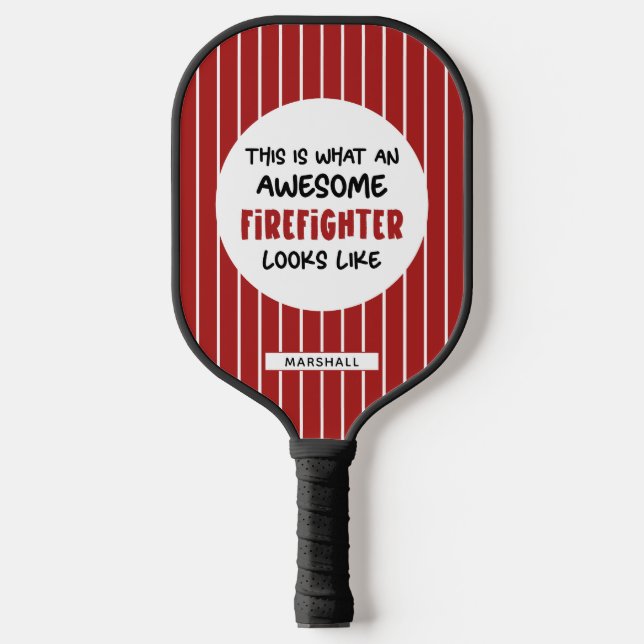 Personalized Awesome Firefighter Funny Firefighter Pickleball Paddle (Front)