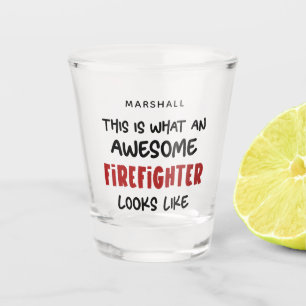 Personalized Awesome Firefighter Funny Firefighter Shot Glass
