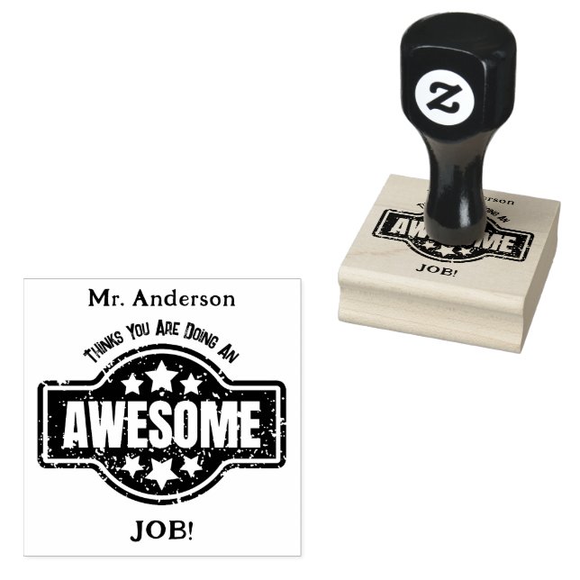 Personalized Awesome Job Teacher Name Rubber Stamp (Stamped)