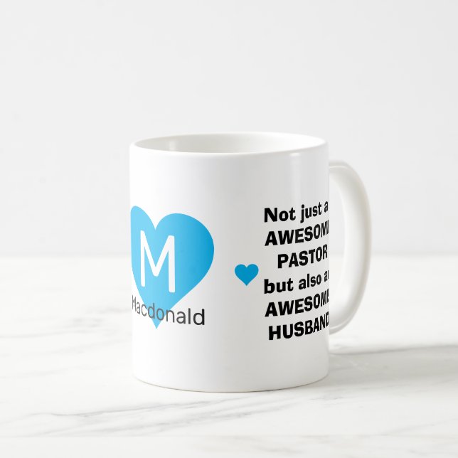 Personalized AWESOME PASTOR AWESOME HUSBAND Coffee Mug (Front Right)