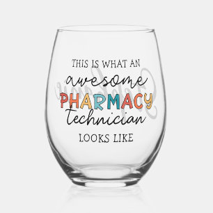 Personalized Awesome Pharmacy Technician Stemless Wine Glass