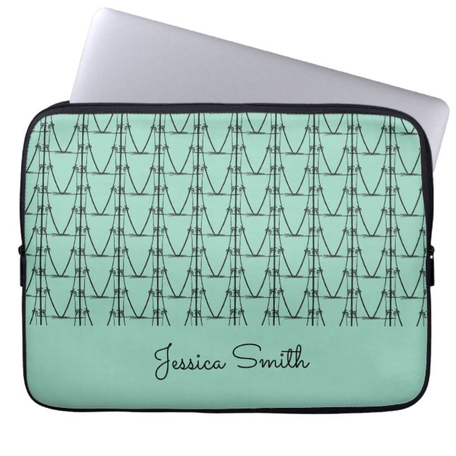 Personalized, Awesome Silhouette Coconut Trees Laptop Sleeve (Front)