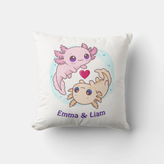 Personalized Axolotl Couple Valentine Throw Pillow