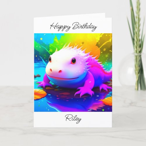 Personalized Axolotl Kids Birthday Card