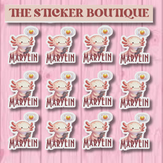 Personalized Axolotl Sticker Pack – Custom Name