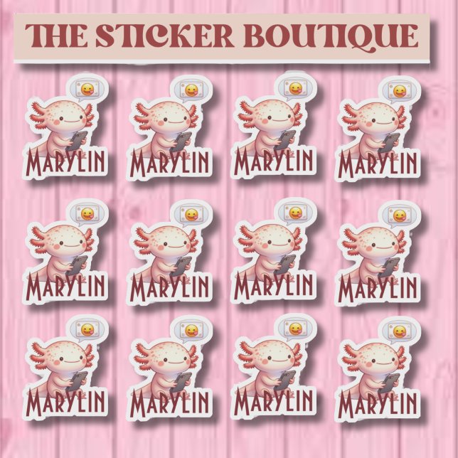 Personalized Axolotl Sticker Pack – Custom Name  (Creator Uploaded)