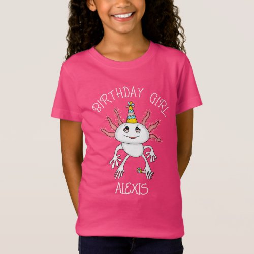 Personalized Axolotl Themed Birthday Girl T_Shirt