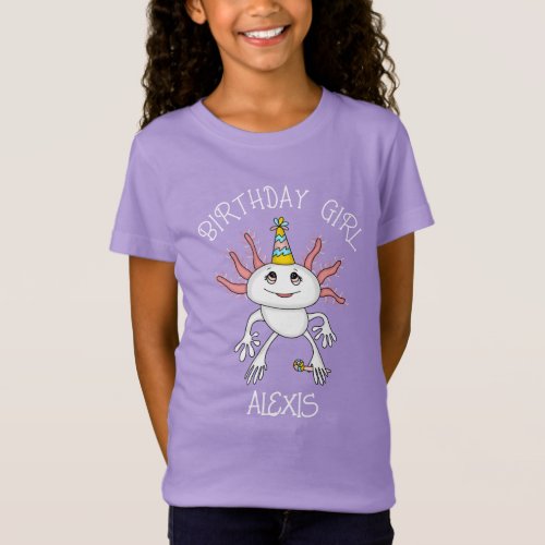 Personalized Axolotl Themed Birthday Girl T_Shirt