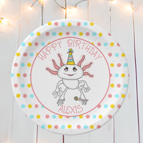 Personalized Axolotl Themed Birthday Party Paper Plates