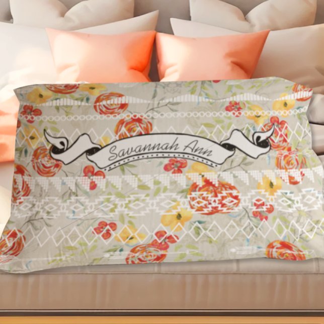 Personalized Aztec Floral Red and Orange Pattern Pillow Case (Creator Uploaded)
