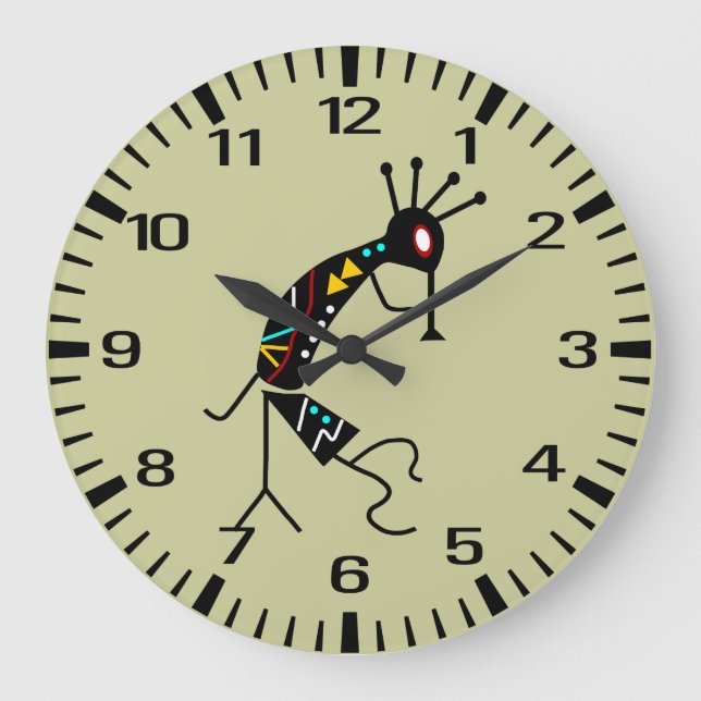 Personalized Aztec Southwest Kokopelli Design Large Clock (Front)