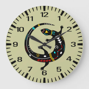 Personalized Aztec Southwest Lizard Design Large Clock