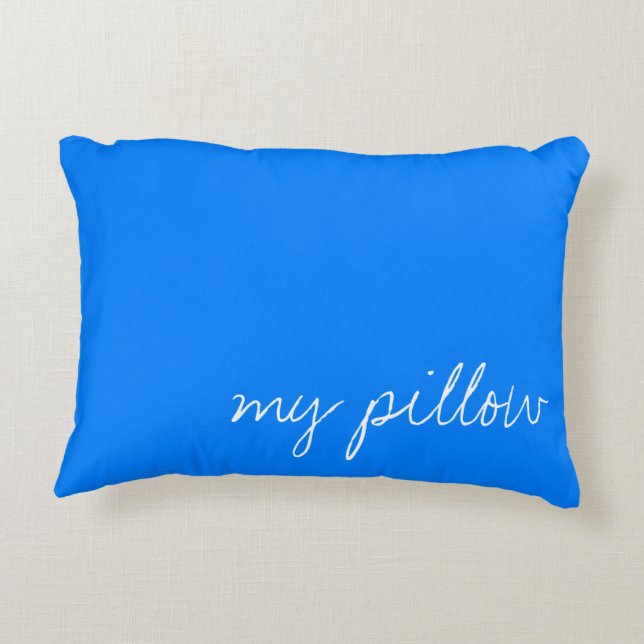 Personalized Azure Blue Accent Pillow (Back)