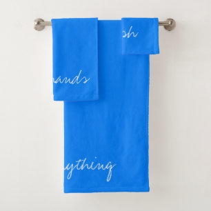 Personalized Azure Blue Bath Towel Set