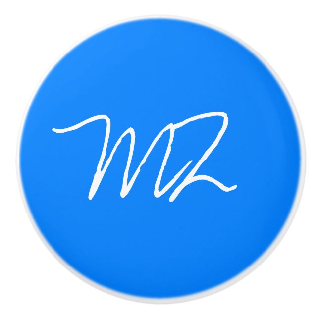 Personalized Azure Blue Ceramic Knob (Front)