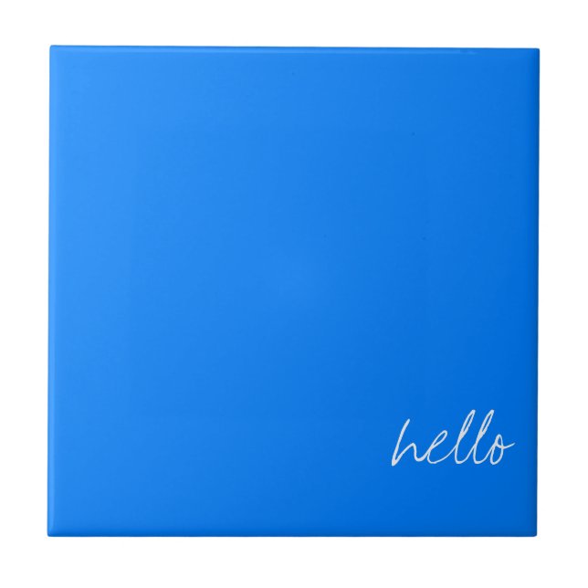 Personalized Azure Blue Ceramic Tile (Front)
