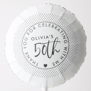 Personalized B and W 50th Birthday Party Thank You Balloon