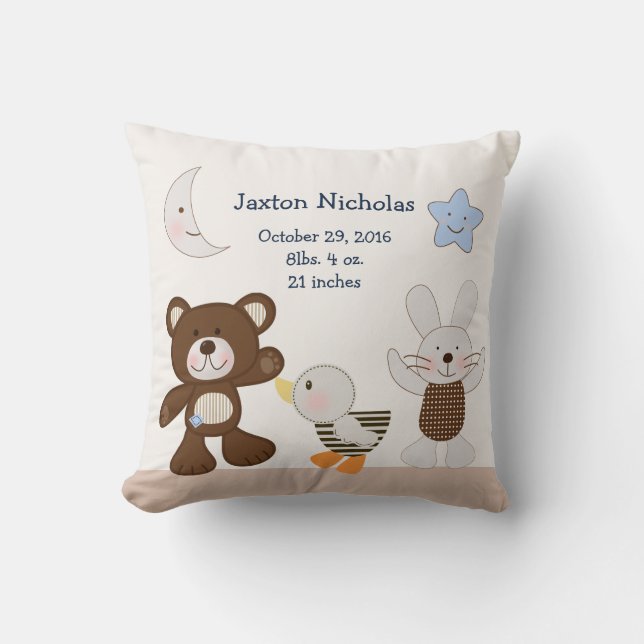 Personalized B is for Bear/Teddy Bear Keepsake Throw Pillow (Front)