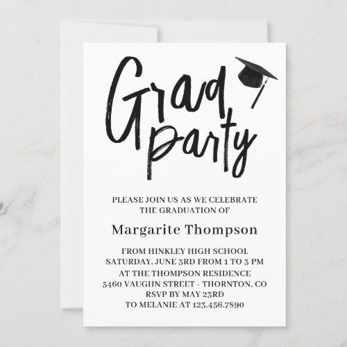 Personalized BW Graduation Party Invitation