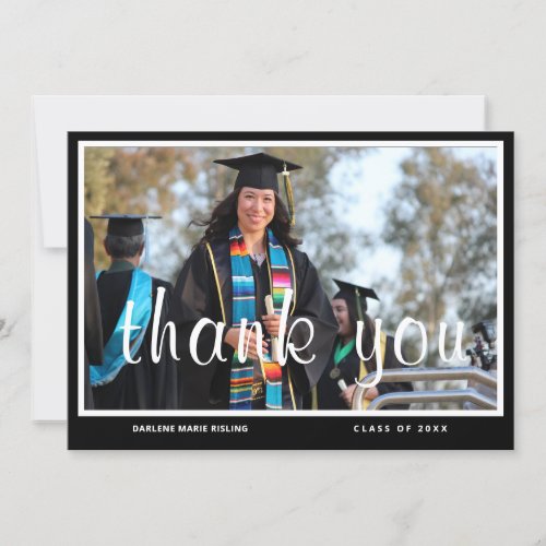 Personalized BW Graduation Thank You Card