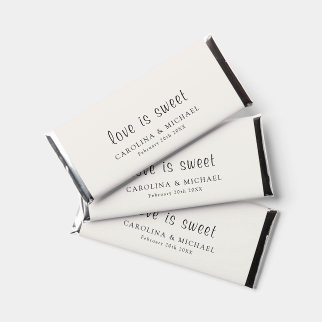 Personalized B&W love is sweet Hershey Bar Favors (Front)