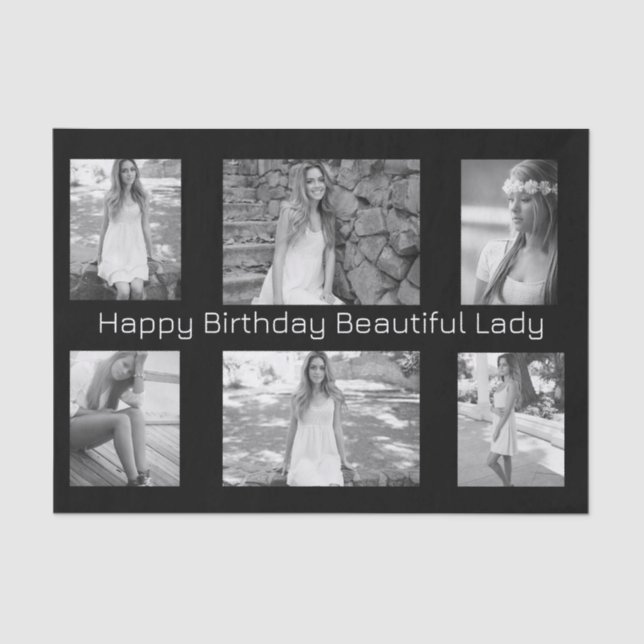 Personalized B&W Photos & Text Multi Occasion  Tissue Paper (Front)