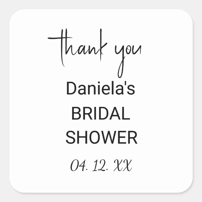 Personalized B&W thank you Square Sticker (Front)