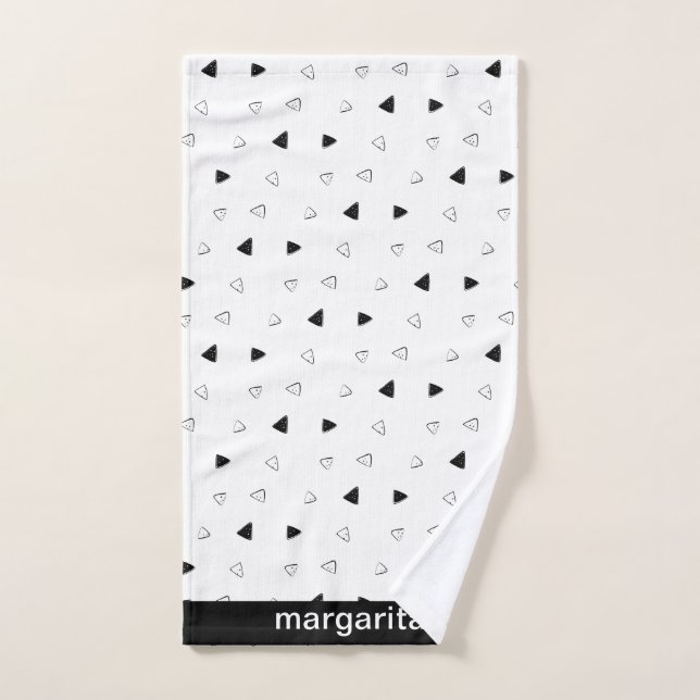 Personalized B&W Triangles Hand Towel (Hand Towel)