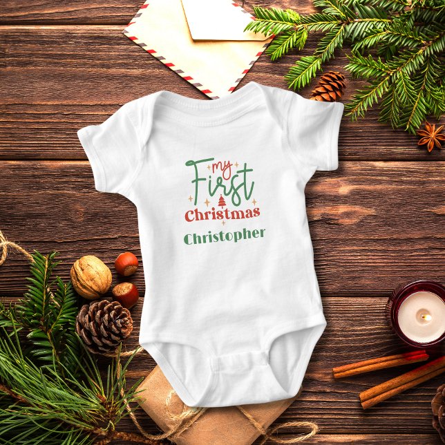 Personalized Babies Baby First 1st Christmas Gift Baby Bodysuit (Personalized Babies First 1st Christmas Baby Body Suit)