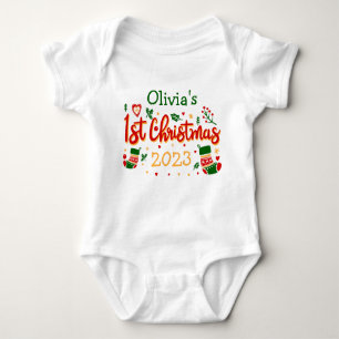 Personalized Babies First Christmas, Babie 1st Xms Baby Bodysuit