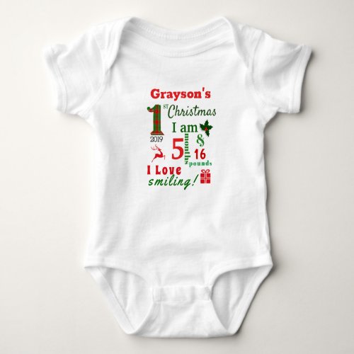 Personalized Babies First Christmas Milestone Baby Bodysuit