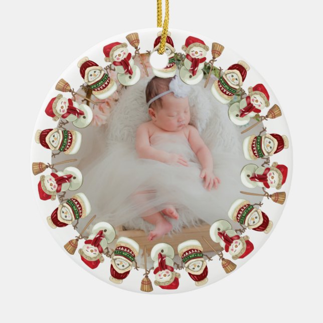 Personalized baby 1st birth announcement  ceramic ornament (Front)