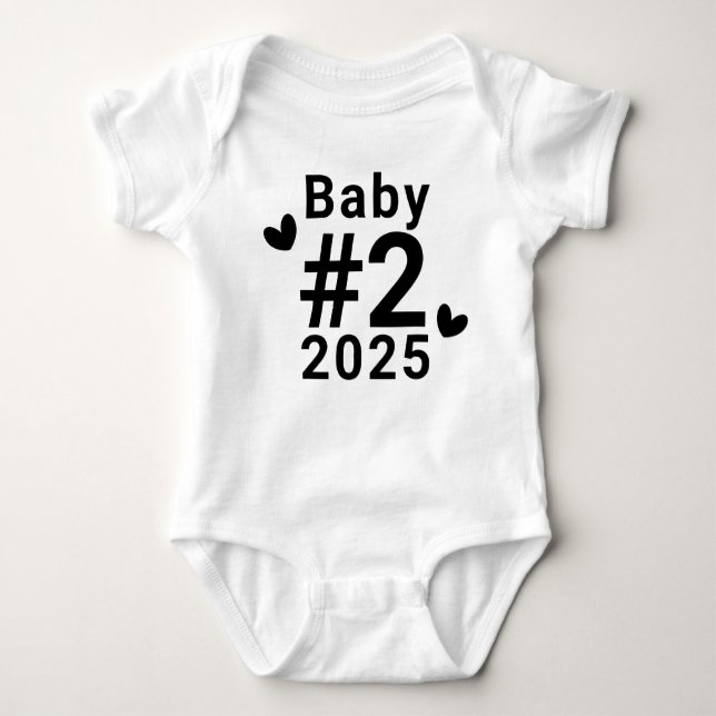 Personalized Baby #2 Pregnancy Announcement Bodysuit (Front)