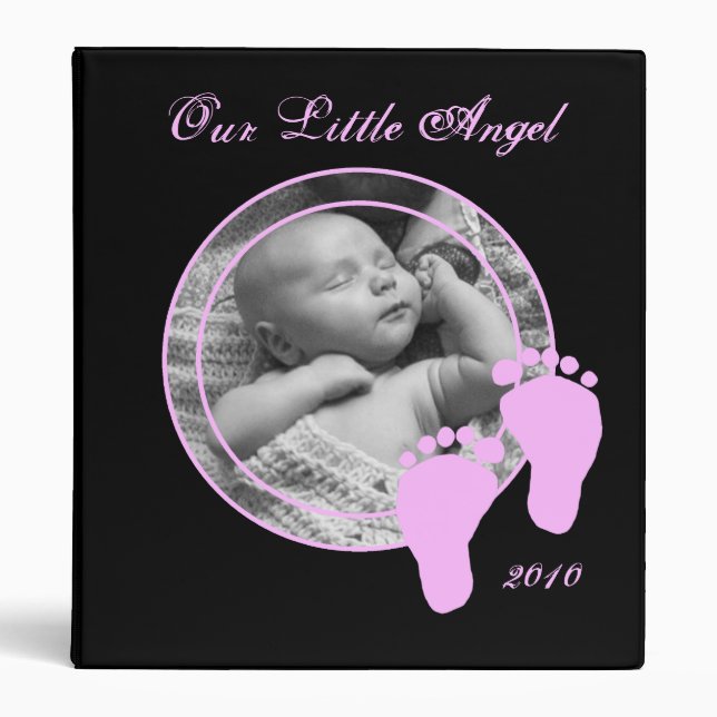 Personalized Baby Album - For Girl 3 Ring Binder (Front)