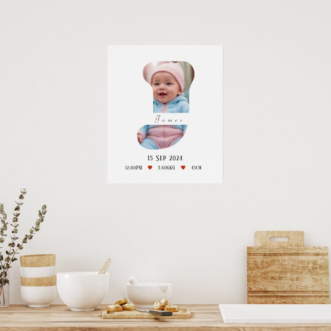 Personalized Baby Alphabet Letter - J - Poster (Kitchen)