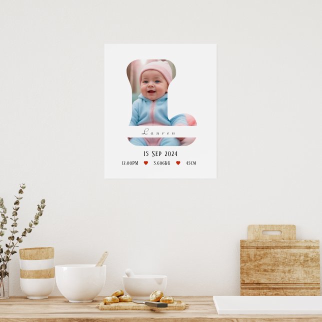 Personalized Baby Alphabet Letter - L - Poster (Kitchen)