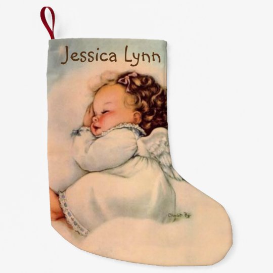 personalized baby angel wings double sided small christmas stocking