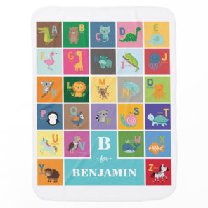 Personalized Baby Animals Alphabet Kids Nursery Blanket