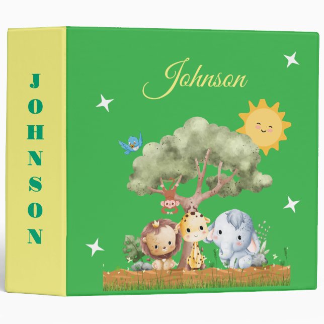 Personalized Baby Animals Keepsake 3 Ring Binder (Front/Spine)